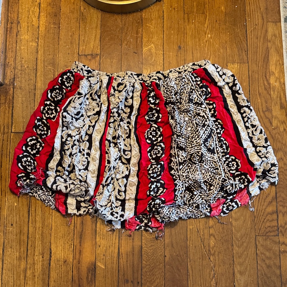 Bohemian Striped & Floral Patterns Skirt with pockets